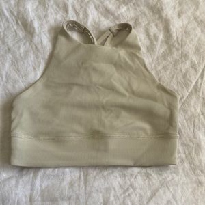 High Neck Energy Ribbed Longline Bra size 8 White Opal